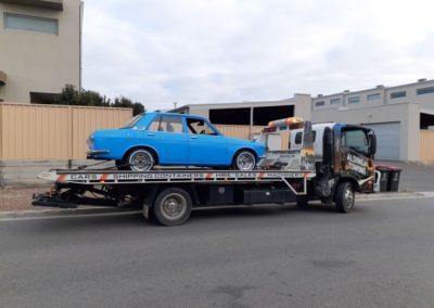 Towing a restored Datson 1600 in the Adelaide eastern suburbs